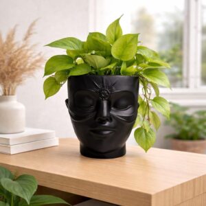 Ceramic Lady Face Wall Hanging Planter (Nigro Face)