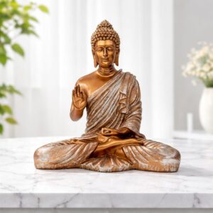 Resin Sitting Buddha Table Decor (Rose Gold Colour)